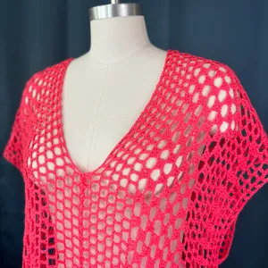 Vintage 70s/80s Coral Crochet Top thumbnail 2
