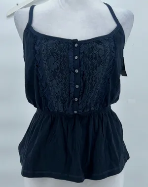 Abercrombie & Fitch Lace Front Cami Tank Navy Blue Size L thumbnail 1
