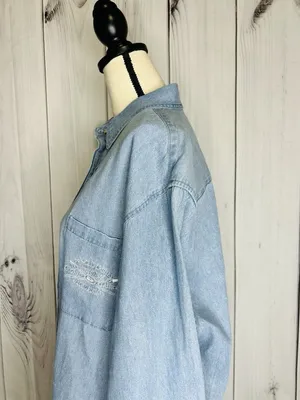 Princess Cruises Blue Womens Button Down Cotton Denim Shirt Sz M Vintage thumbnail 7