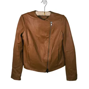 Vince Lamb Leather Moto Jacket Womens Size XS Walnut Camel Old Money Luxury Fall thumbnail 3