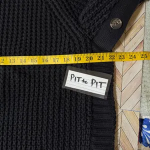 J.Crew Black Turtleneck Button Chunky Knit Poncho Sweater XS Roll‎ Neck Cotton thumbnail 7