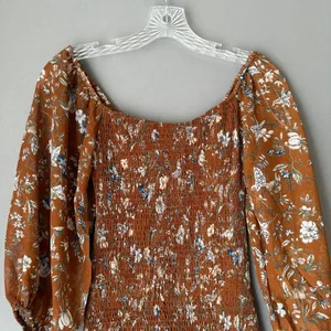 Princess Polly‎ sz 6 Rust Orange Floral boho fitted midi Dress NWOT thumbnail 7