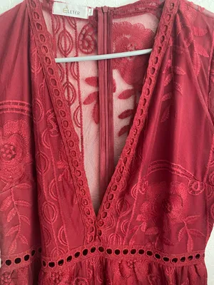 Deep V Maroon/red Romper Red Size L thumbnail 3