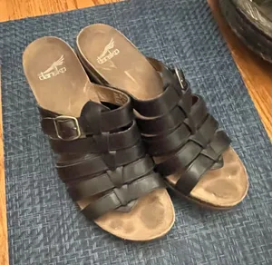 Dansko Dina Brown Leather Strappy Block Heel Sandals thumbnail 1