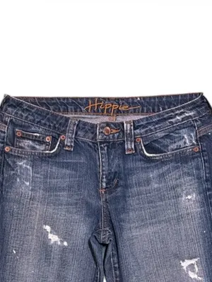 Hippie Vintage Y2K Paint Splatter Straight Leg Jeans Size 29 100% Cotton Raw Hem thumbnail 2