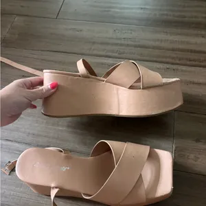Public Desire Chunky Platform Ankle-Strap Sandal in Tan thumbnail 8