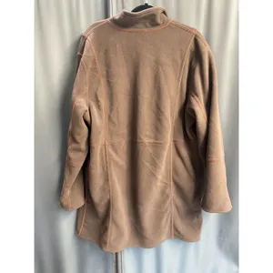Susan Graver Fleece Jacket 1X Brown Long Sleeve Button Front Reversible B76 thumbnail 5