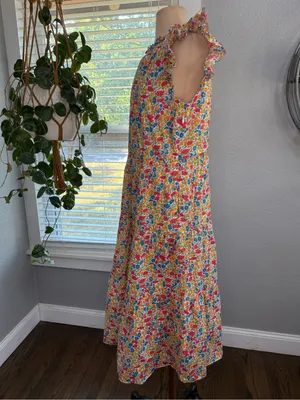 J. Crew Liberty Fabric Poppy & Daisy Tiered Midi Dress Size Medium thumbnail 4