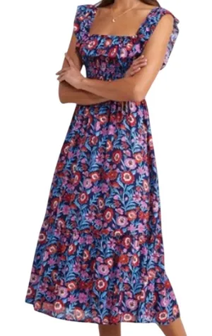 Vineyard Vines Womens Tisbury Floral Smocked Sleeveless Midi Dress Size Large thumbnail 1
