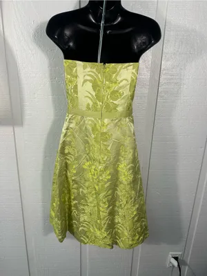 Ann Taylor Green Strapless Dress Size 4 EUC thumbnail 6