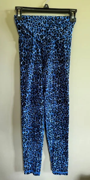 Aerie OFF/LINE Blue Leopard Print 7/8 High Waisted‎ Leggings thumbnail 1