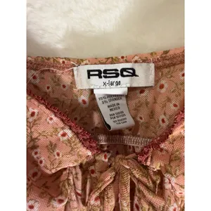 RSQ Floral Mesh Camisole Top Womens XL‎ Pink Babydoll Lettuce Edge Cottagecore thumbnail 2