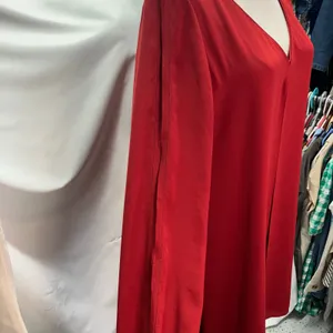 White House Black Market Red Dress Womens 4 Flowy Open‎ Sleeves Cocktail Wedding thumbnail 7