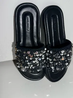 NWOT Free People Black Sequin Slide Sandals thumbnail 6