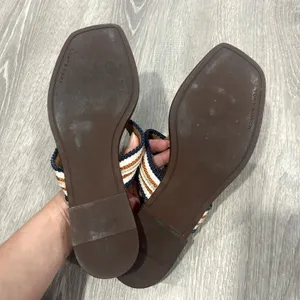 Tory Burch Jessa Cream Thong Nautical Preppy Sandal Size 7.5 thumbnail 4