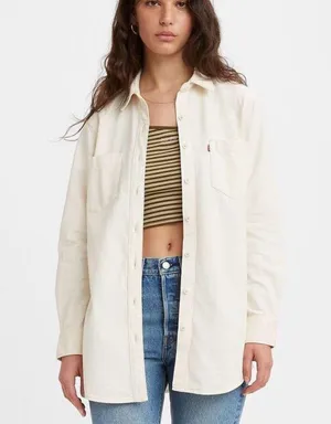 Levi's cream beige white button up down shirt Shacket jacket long sleeve thumbnail 1