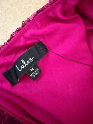 Lulus Magenta Sequin Lace-Up Maxi Dress Size M NWT thumbnail 10
