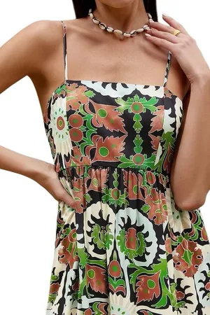 Cupshe Green Floral Print Cami Maxi Dress Medium thumbnail 5