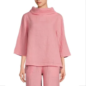 Bryn Walker XXS Etta Shirt Top Oversized Pink LINEN Cowl Neck Elbow Sleeve NEW thumbnail 2