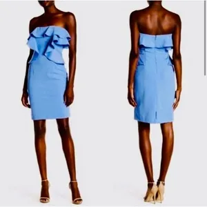 Alexia Admor Dress Women 6 Blue Strapless‎ Ruffle Peplum Sheath Cocktail Party thumbnail 2