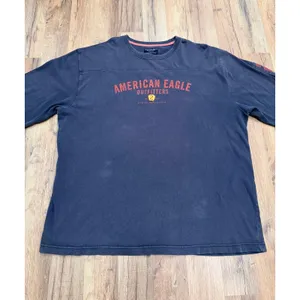 American Eagle Outfitters Long Sleeve‎ Navy Red Logo Heavy Cotton XL thumbnail 2