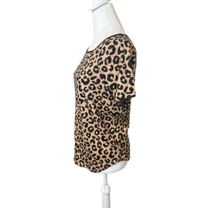 Kate‎ Spade Top Women XS Extra Small Short Sleeve Animal Print Pajama Knit Shirt thumbnail 4