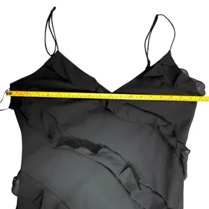 Abercrombie & Fitch Black Ruffle Asymmetrical Handkerchief Hem Midi Dress‎ Large thumbnail 14