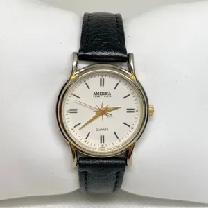 Vintage America Perry Ellis watch women classic 27mm quartz gold tone running thumbnail 1
