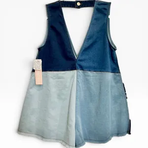 Free People x Alice McCall Sweet Things Patchwork Denim Playsuit‎ Romper 6 thumbnail 5