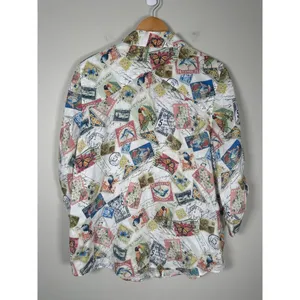 Chicos‎ Women's Linen Postage Stamp 3/4 Sleeve Button-up Top Sz L (2) Travel thumbnail 5