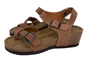 New‎ Women'S Size 6 Project Cloud Barrett Wedge Sandals-Leather-Cork Tan thumbnail 1
