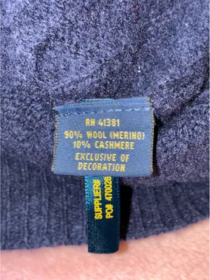 Polo Ralph Lauren Wool Cashmere Cable Knit V-Neck Sweater Navy XL thumbnail 5
