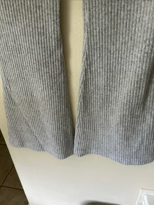 Aerie groove on velour light grey high rise pull on flare lounge pants M thumbnail 5