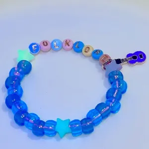 Kandi FOLKLORE glow in the dark stretch friendship bracelet, festival rave thumbnail 2