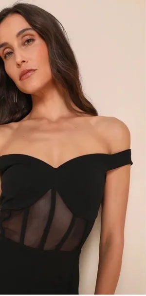 LULU's Sexy Chic Elegant Corset Wedding Special Bustier Black Jumpsuit Pantsuit thumbnail 1
