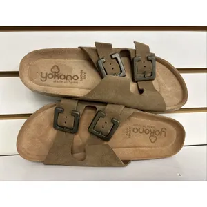 Yokono Women's Brown Leather Suede Wedge Sandals Size 9 Shoes Buckled Strap thumbnail 2