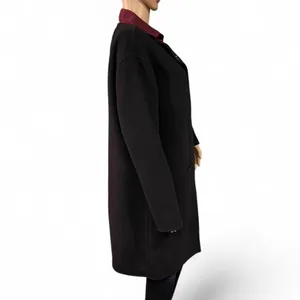 Thakoon Collective Black Wool Coat Size 8 Herringbone Design Dressy Wool EUC thumbnail 4