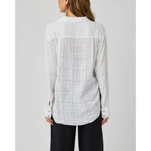 Zara Relaxed Lightweight Fit Cotton Button Down Collar Shirt Long Sleeve M White thumbnail 5