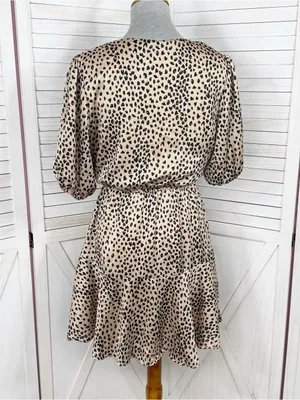 Petal & Pup‎ Eisley Leopard Print Satin Tie Front Mini Dress Tan Black 6 thumbnail 5