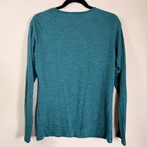 Segments Womens Merino Wool Long Sleeve Base Layer Top Teal Green Heathered L thumbnail 2