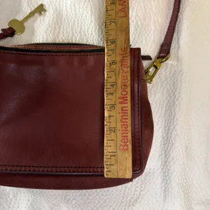 Fossil Emma Burgundy Leather/suede Crossbody Bag Purse thumbnail 9