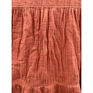 Madewell Lightspun Tiered Mini Dress Womens M Rust Gauze Button Front Cotton thumbnail 9
