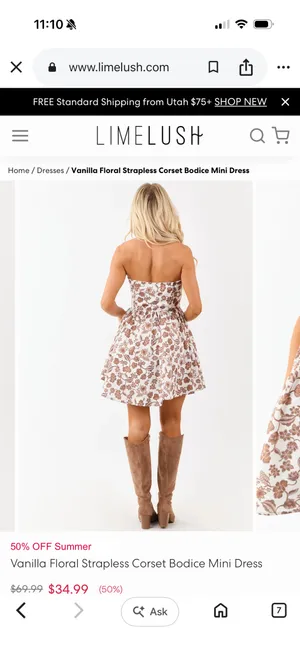 Lime Lush Strapless fall dress thumbnail 3