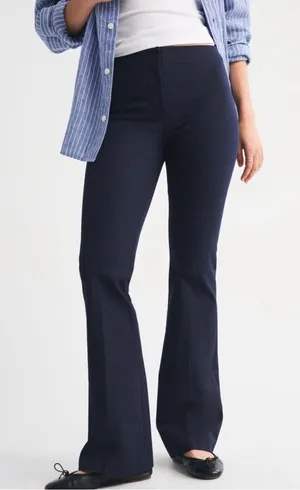 Abercrombie & Fitch Navy Flare Trousers thumbnail 1