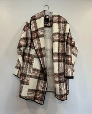 Mercer & Madison Plaid Cowl Coat XL thumbnail 1