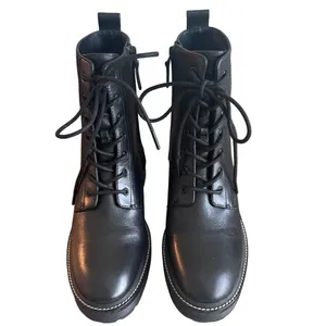 Tory Burch Miller 50mm Black Leather Lug Sole Combat Boots Size 8 thumbnail 2