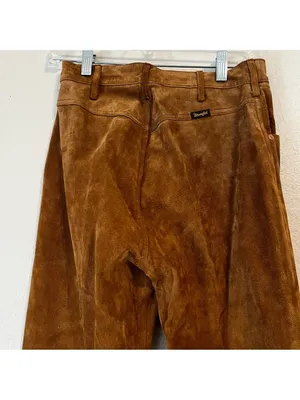 Vintage Wrangler Leather Pants Caramel Brown Jeans Slacks Cottagecore Western thumbnail 7