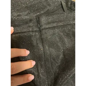 NWT Lulus Sparkly Energy Black Glitter High Rise Wide Leg Trousers Women's L thumbnail 8