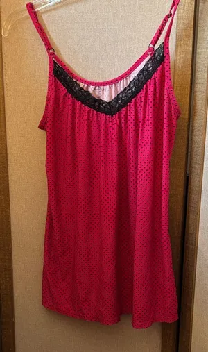 FINAL MARKDOWN Pink and Black Polka Dot Lace Cami small thumbnail 1