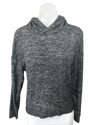 Gap Women's Black Heather Long Sleeve Pullover Hooded Hoodie Sweat Shirt Top S thumbnail 1